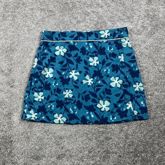 Patagonia Button Out Boardie Swim Skirt Womens 6 Nylon Floral Snap Blue - Picture 1 of 10